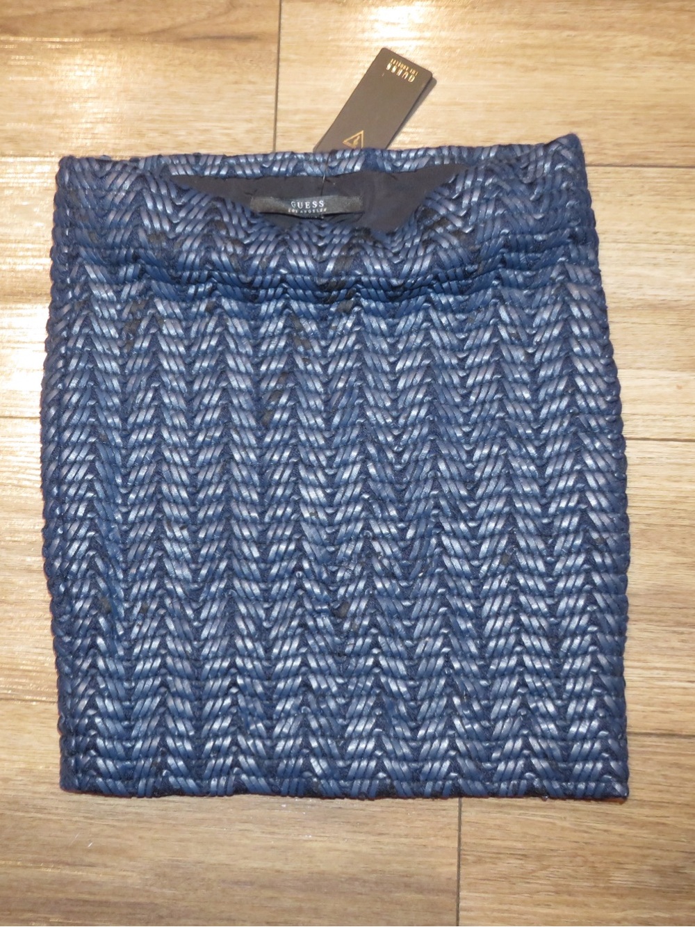 GUESS Navy Chevron Knit Mini Skirt